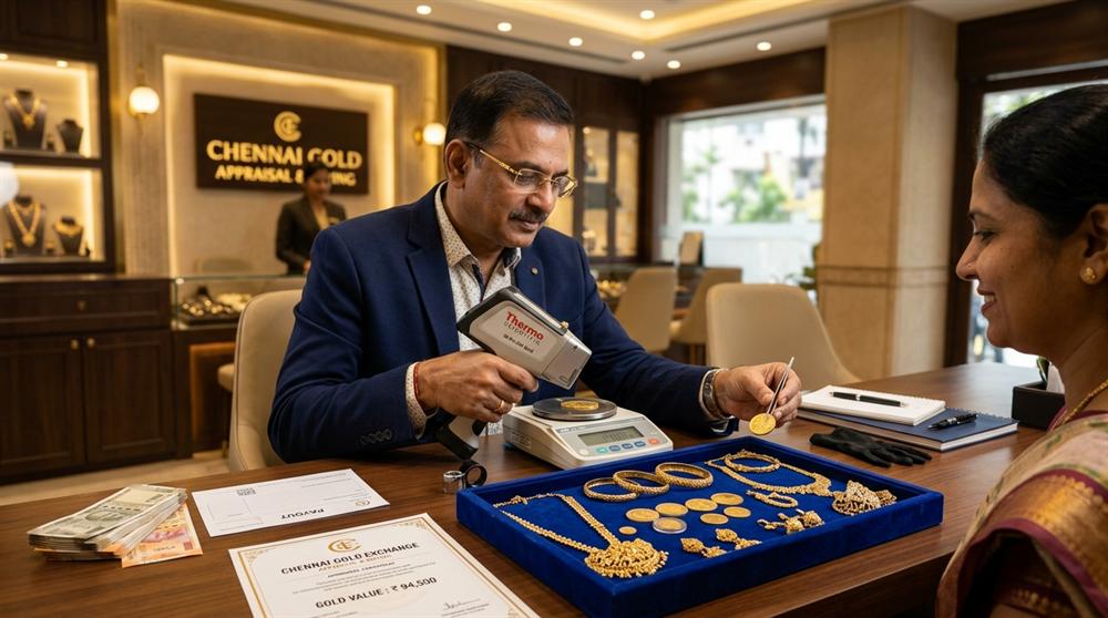 Professional gold valuation and instant cash for gold in Chennai showroom